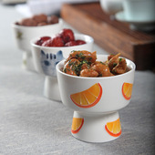 手绘陶瓷茶点盘干果碟茶桌小托盘复古中式 日式 点心高脚足碗水果盘