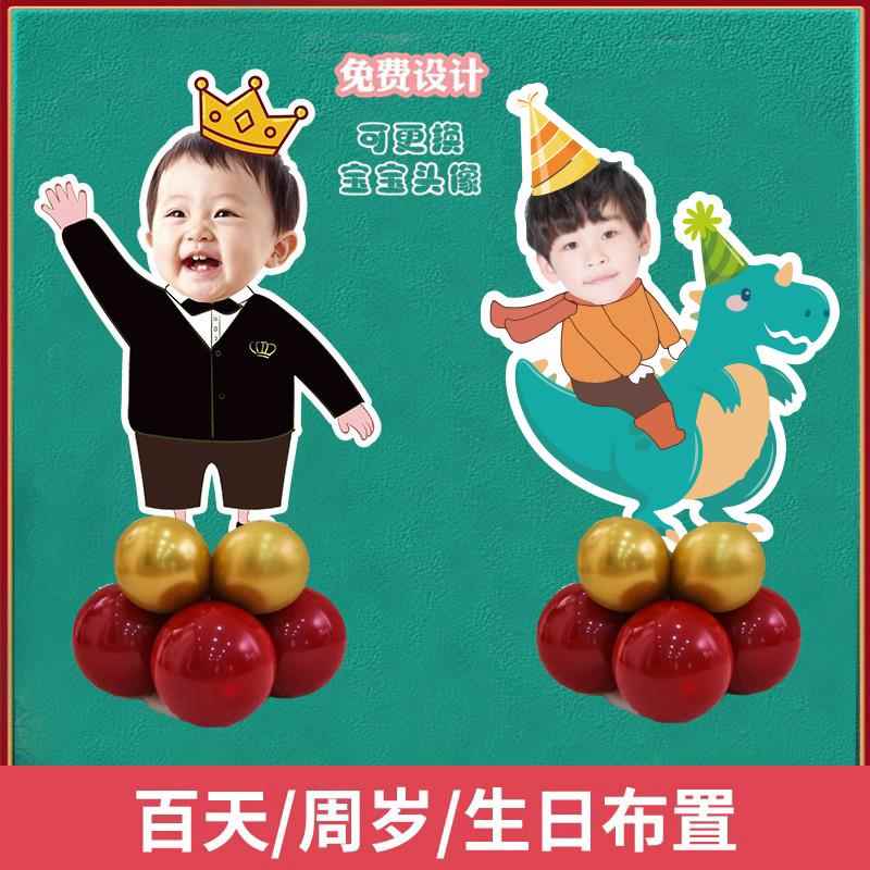 生日人形立牌百日宴布置迎宾牌满月宝宝头像照片周岁大头娃娃kt板