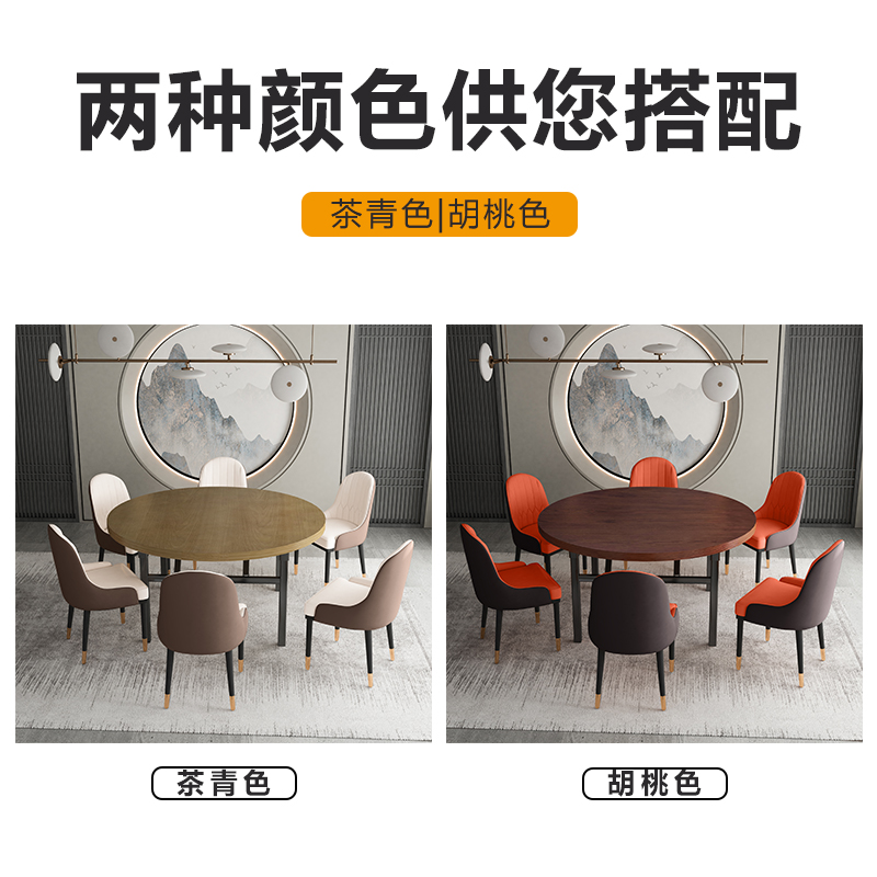实木餐桌简易折叠圆桌家用饭店食堂餐饮商用加厚圆形大桌子带转盘