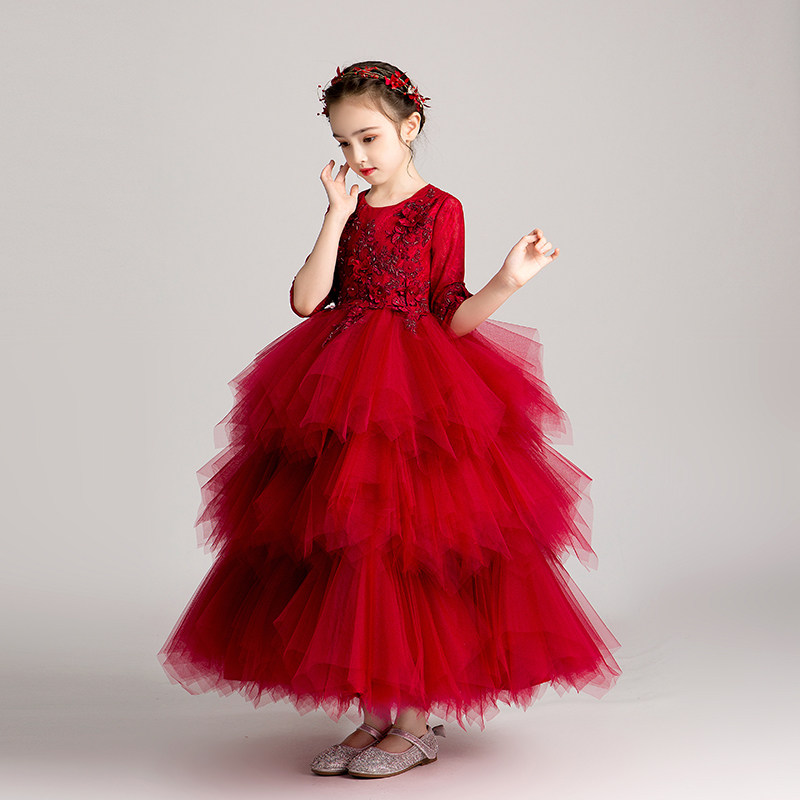红色公主裙女童蓬蓬纱生日走秀小女孩花童婚纱礼服儿童演出服夏季,童装/婴儿装/亲子装,儿童礼服,淘宝优惠券,粉丝福利购,淘宝优惠卷