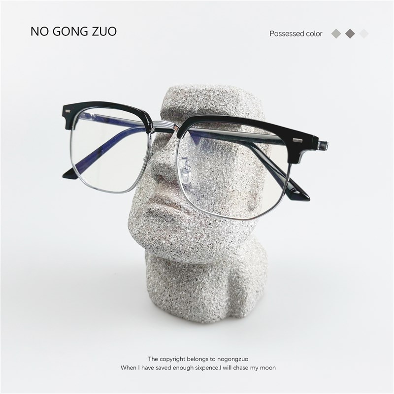 给原始人戴个眼镜~摩艾石像趣味桌面摆件创意眼镜支架礼品