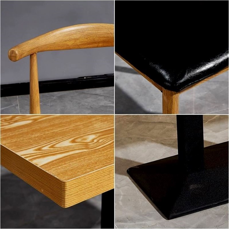 小吃厂家饭厅桌子小圆桌桌椅套装饭店家用多层板餐饮快餐桌椅组合