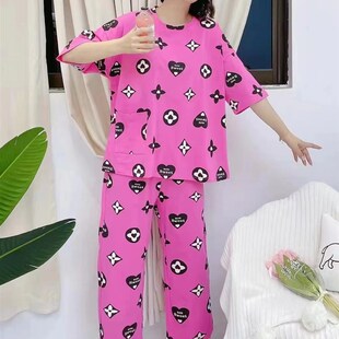 梵熙语2021春秋季新款可爱卡通布袋睡衣网红宽松休闲女纯棉中袖套