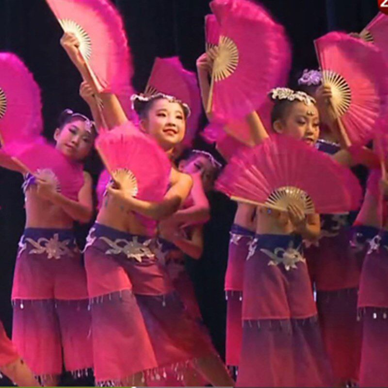 儿童演出服扇花花开舞蹈服装桃李杯羣舞民族表演服小荷风采服装