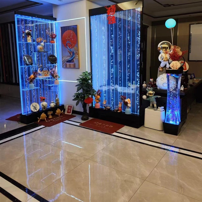 水幕屏风隔断墙变光流水墙气泡大型亚克力玄关鱼缸客餐厅水幕酒柜