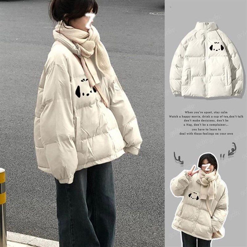 大童冬季卡通棉衣外套初中高中学生12-15岁女孩13厚牛仔两件套装