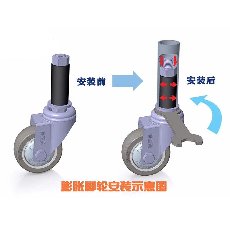 精益管万向轮橡胶插杆脚轮2寸2.5寸3寸4寸线棒圆管膨胀式静音滑轮,基础建材,脚轮/万向轮,淘宝优惠券,粉丝福利购,淘宝优惠卷