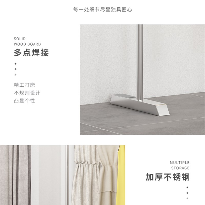 不锈钢服装店展示衣架落地女童装专用挂衣杆陈列中岛龙门货架上墙