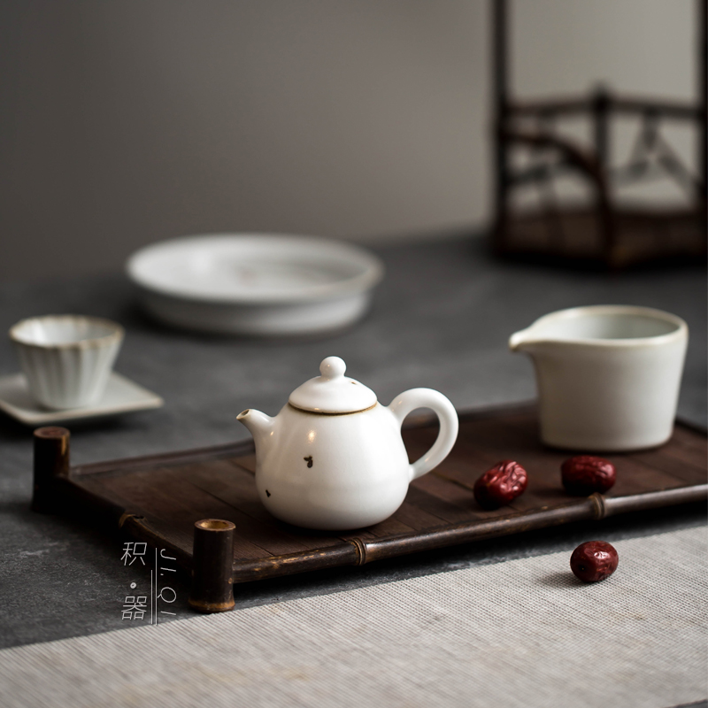 积器景德镇汝窑茶壶梨型壶复古纯手工泡茶壶陶泥种铁小壶功夫茶具