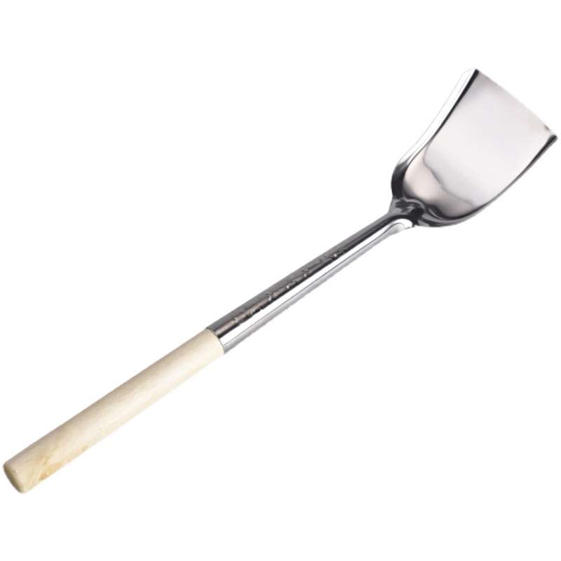 不锈钢一体锅铲炒到菜勺铲木柄加厚炒菜厨具家用汤勺防烫铲子勺子