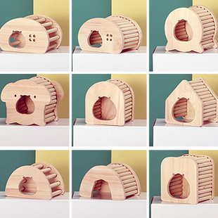 仓鼠睡窝躲避屋玩具实木小屋木房子金丝熊侏儒睡房子造景用品家具