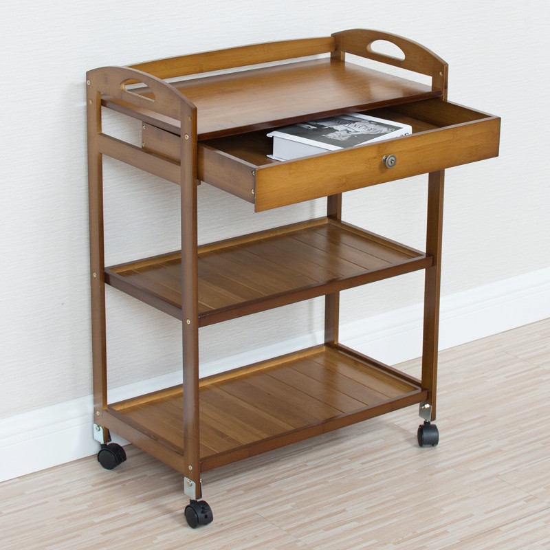 美容小推车美容院专用工具车竹制实木三层美发美甲店采耳店置物架