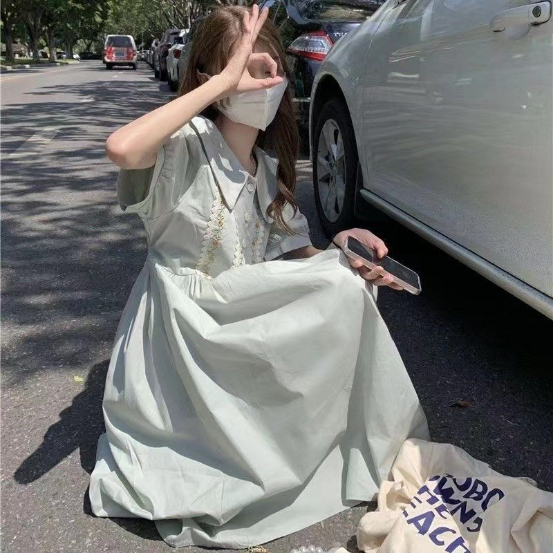 女大童连衣裙夏季娃娃领甜美学院连衣裙