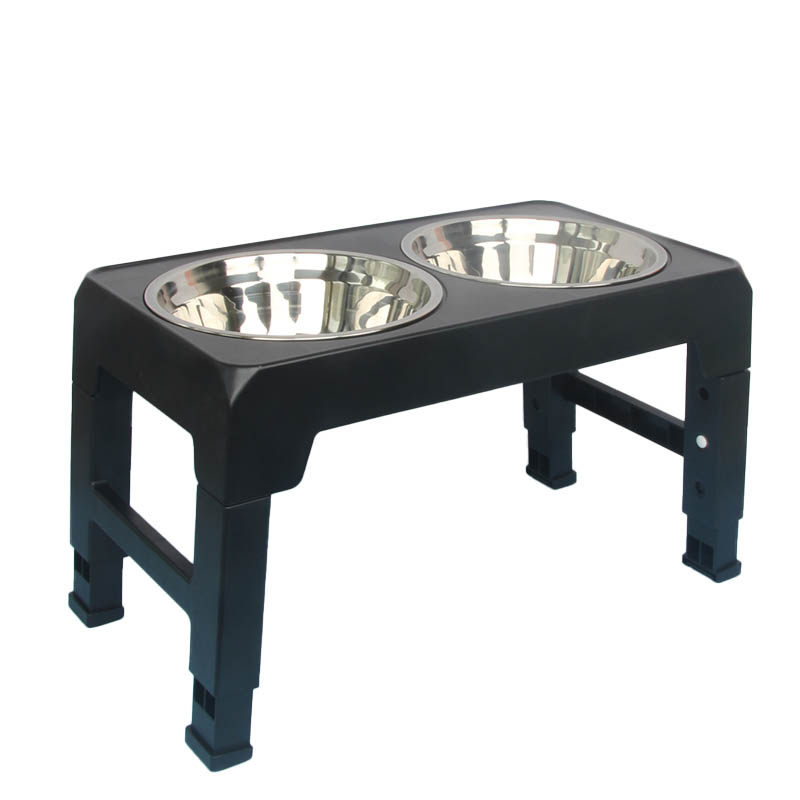 实木中大型犬狗盆不锈钢双碗小狗狗高度可调节餐桌护颈椎金毛猫咪