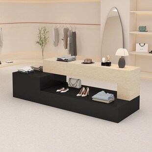 服装店中岛展示桌洞石纹展示台鞋包柜台收纳摆放陈列流水台