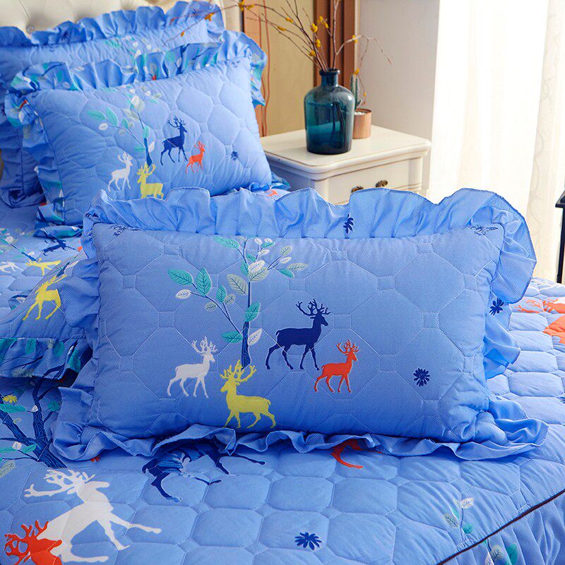 拉链式花边夹棉枕套一对装学生单人加厚加棉枕芯套床上用品枕头套