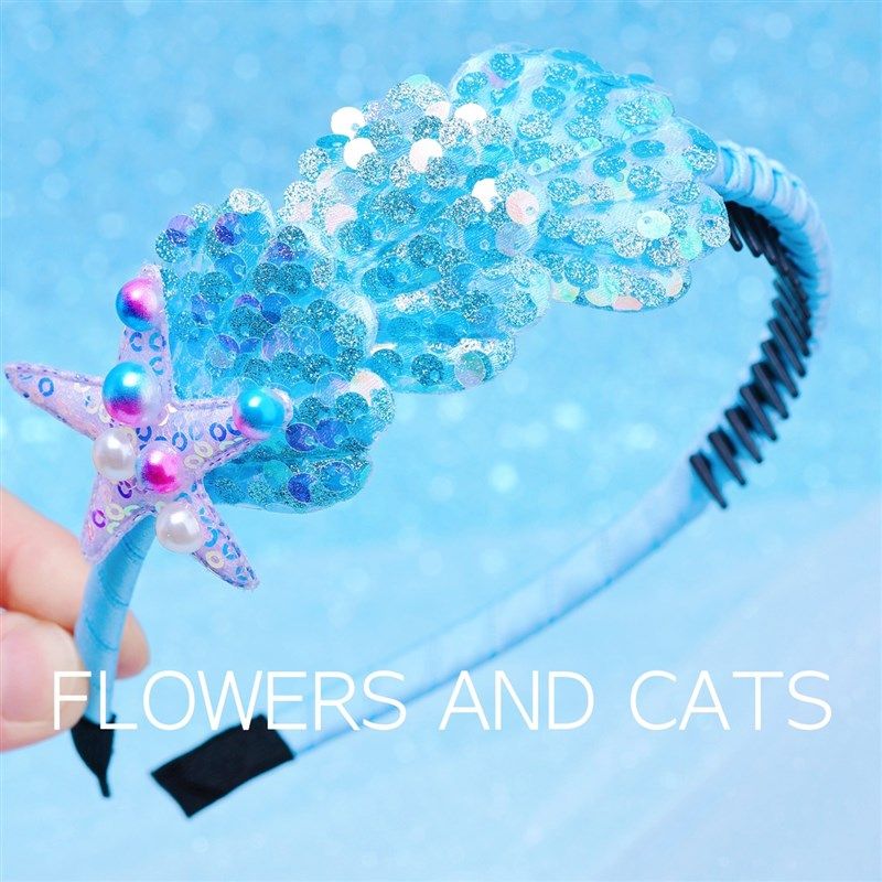 女童碎发神器头箍海星儿童人鱼公主闪片炫彩粉色珍珠彩贝发箍春夏,童装/婴儿装/亲子装,发饰,淘宝优惠券,粉丝福利购,淘宝优惠卷