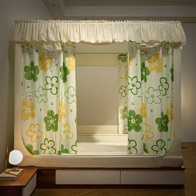 蚊帐家用2024新款150x190卧室1.5X1.9m遮光床帘一体坐床儿童防摔