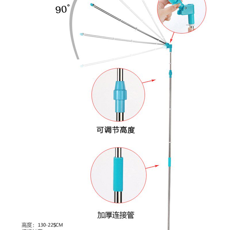 不锈钢升降折叠落地压板微风吊扇床头支架固定伸缩调节加粗杆新款