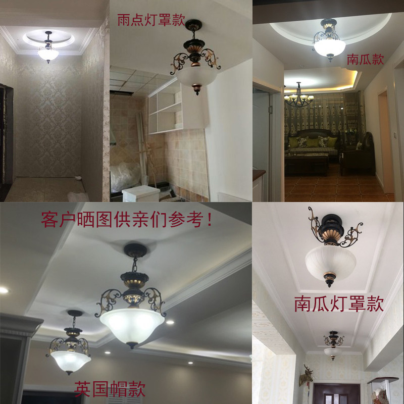 欧式复古铁艺吊灯入户门厅玄关过道灯美式简约创意阳台走廊吊灯具