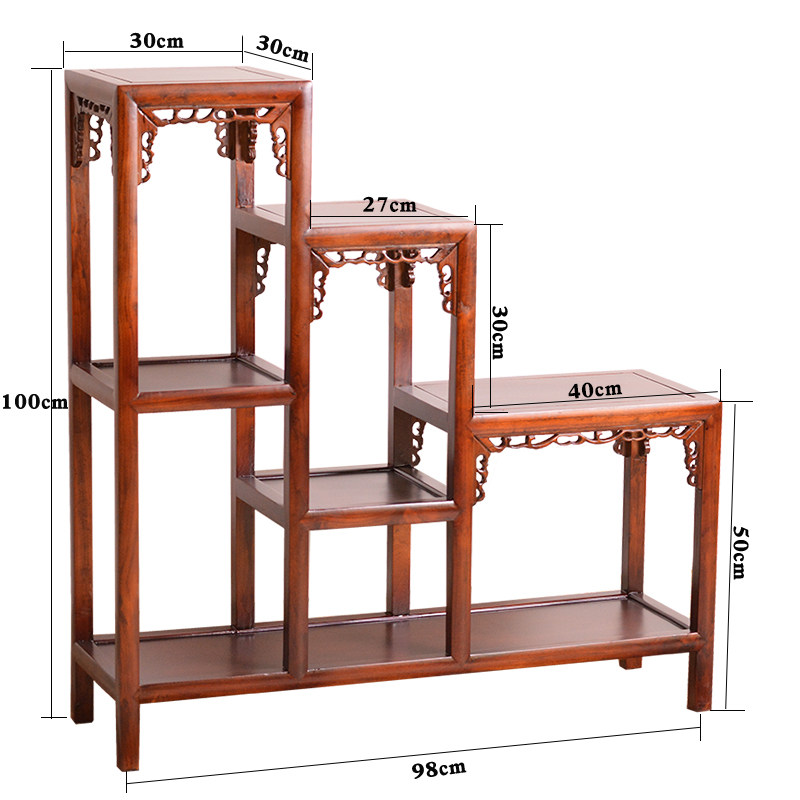 花架中式实木中式多层绿萝客厅榆木质置物多宝格盆景鱼缸奇石花架
