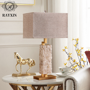 大理石设计师样板房欧式台灯奢华卧室软装床头灯客厅现代创意