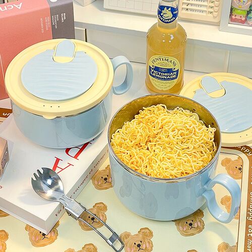 泡面碗大容量宿舍餐具组带盖子手沥水饭盒