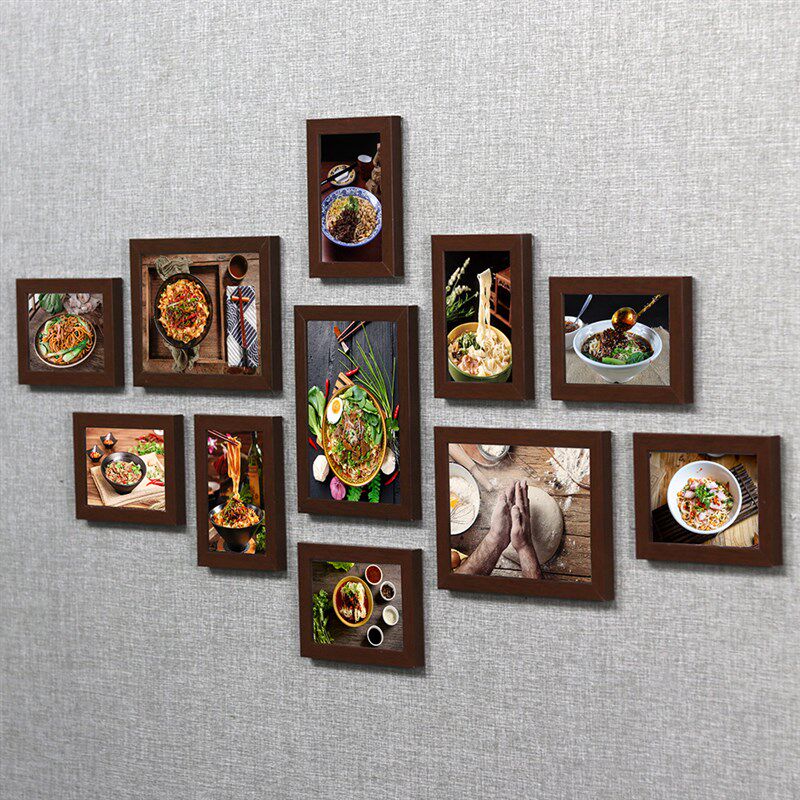 面馆装饰照片墙挂墙相框免打饭厅餐桌壁画挂画级