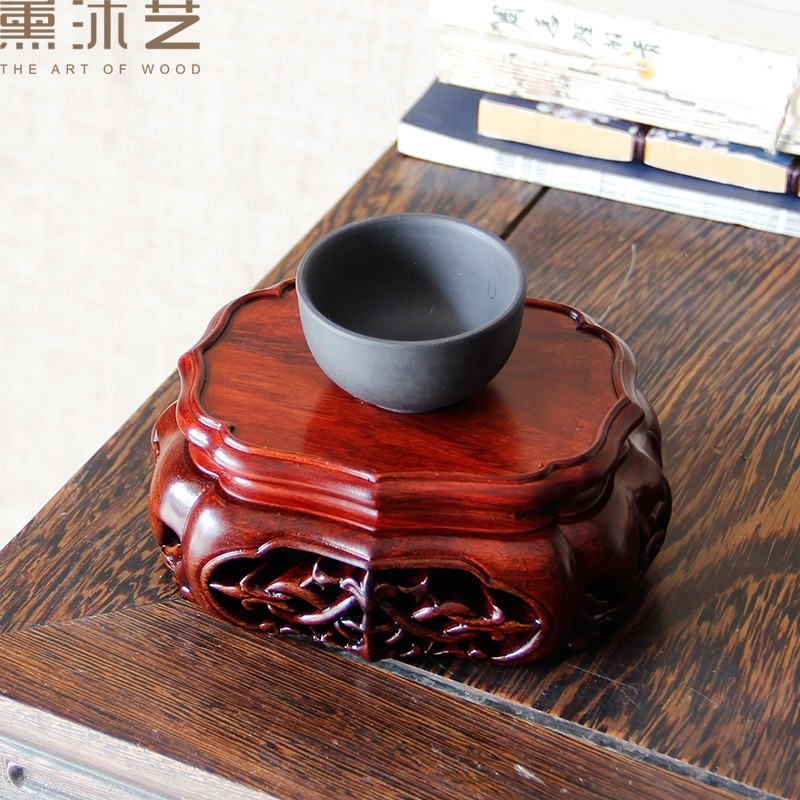 实木小底座红酸枝红木木底座工艺品瓶茶具盆小底座