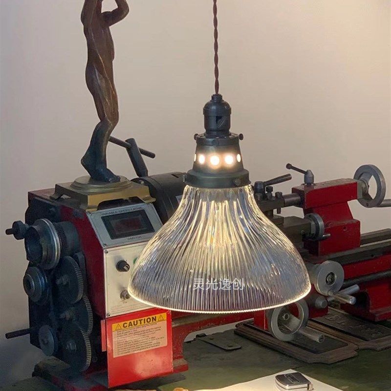 中古wuon灵光逸创 玻璃罩吊灯单头复古灯餐灯老式灯条纹灯罩,家装灯饰光源,酒店/宴会厅/餐饮吊灯,淘宝优惠券,粉丝福利购,淘宝优惠卷