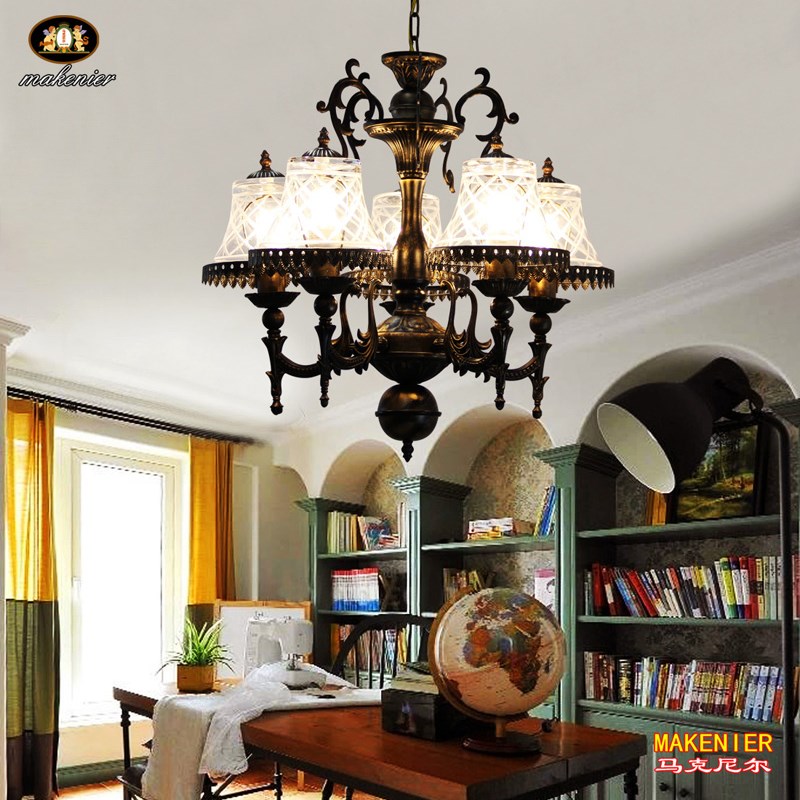 老上海手工刻花玻璃玄关客厅西餐厅卧室酒吧会所复古红色欧式吊灯