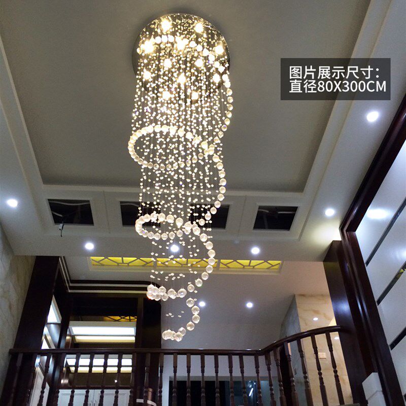 欧式楼梯吊灯别墅灯水晶吊线灯复式楼客厅灯楼梯灯螺旋长吊灯具,家装灯饰光源,客厅吊灯,淘宝优惠券,粉丝福利购,淘宝优惠卷