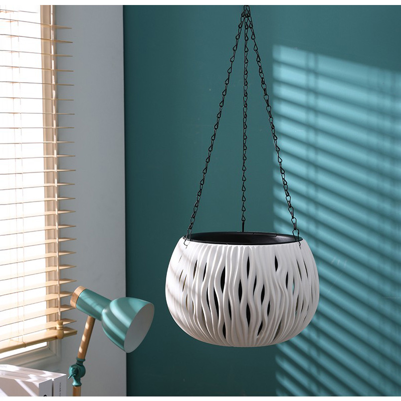 创意吊盆镂空树脂仿藤编吊悬挂式花盆塑料绿萝常春藤垂吊挂盆