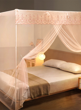 老式蚊帐落地式22新款家用卧室单人支架杆加粗加厚单门纹帐wz