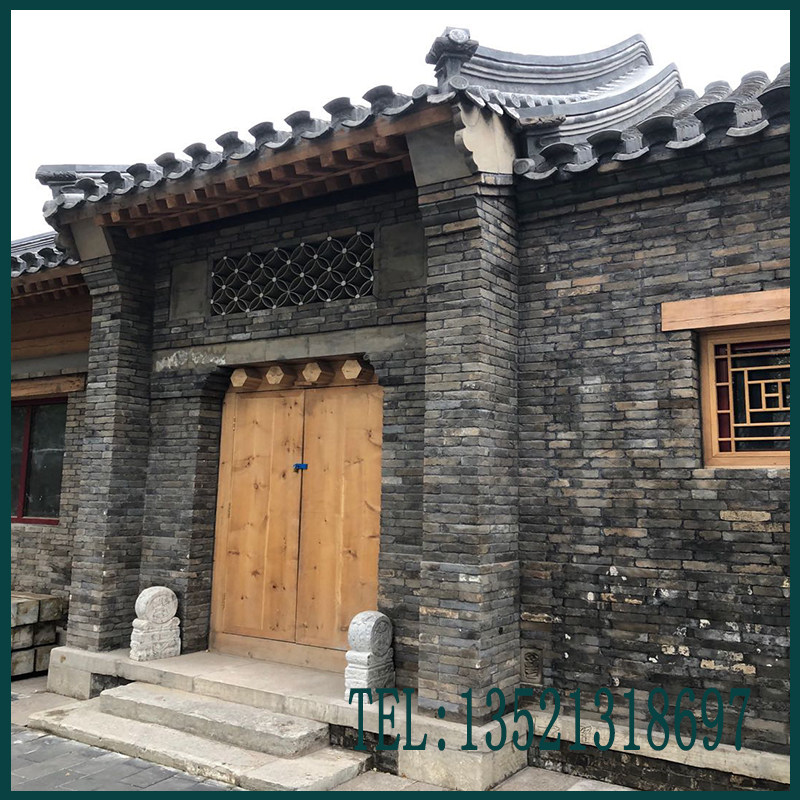 中式庭院古建墙砖 老青砖切片 旧砖皮文化砖仿古青砖外墙小青条砖