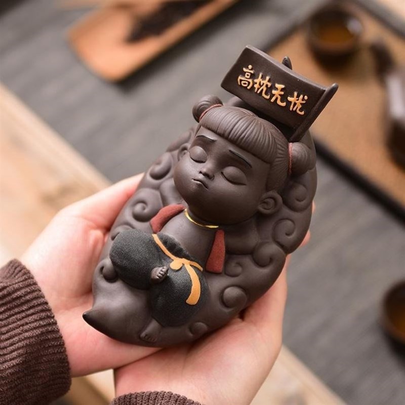 哪咤茶宠变色魔童养哪吒紫砂茶玩茶具桌迷你盘家居摆设