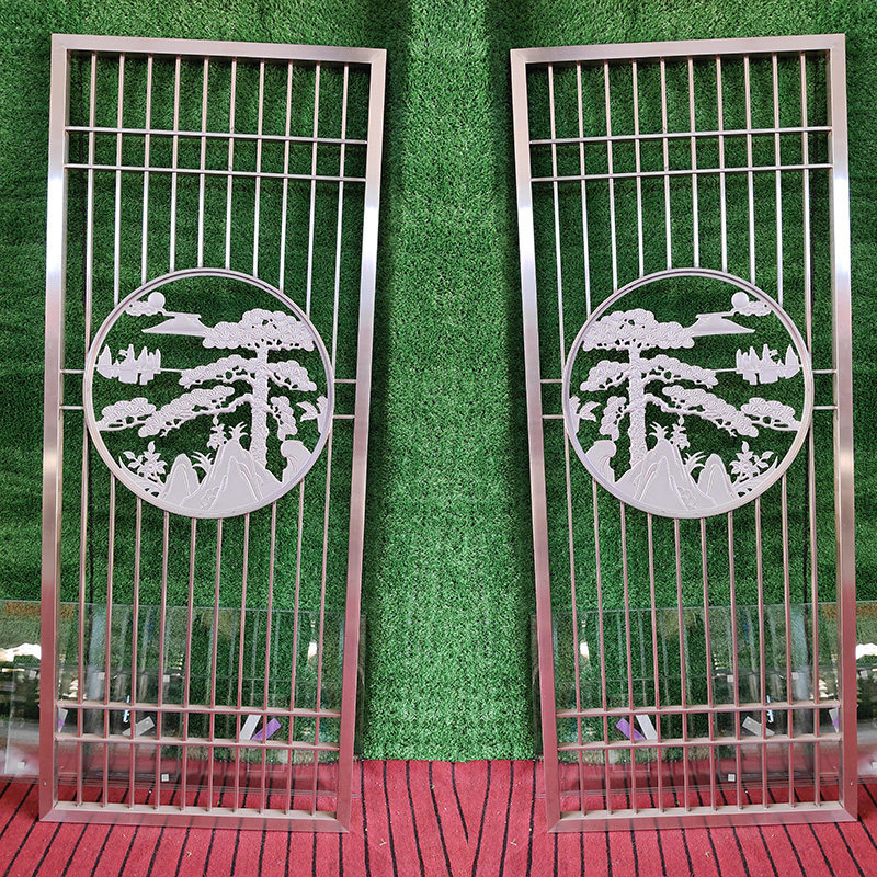 定制山水画图案造型铝合金屏风 总裁办公室高端格栅装饰铝隔断