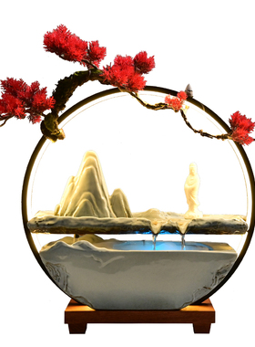 桌面假山流水摆件创意客厅造景装饰台灯雾化加湿乔迁门店开业礼品