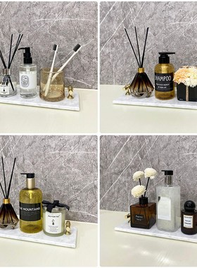 样板房卫生间浴室摆件大理石托盘洗漱沐浴用品香薰装软装饰