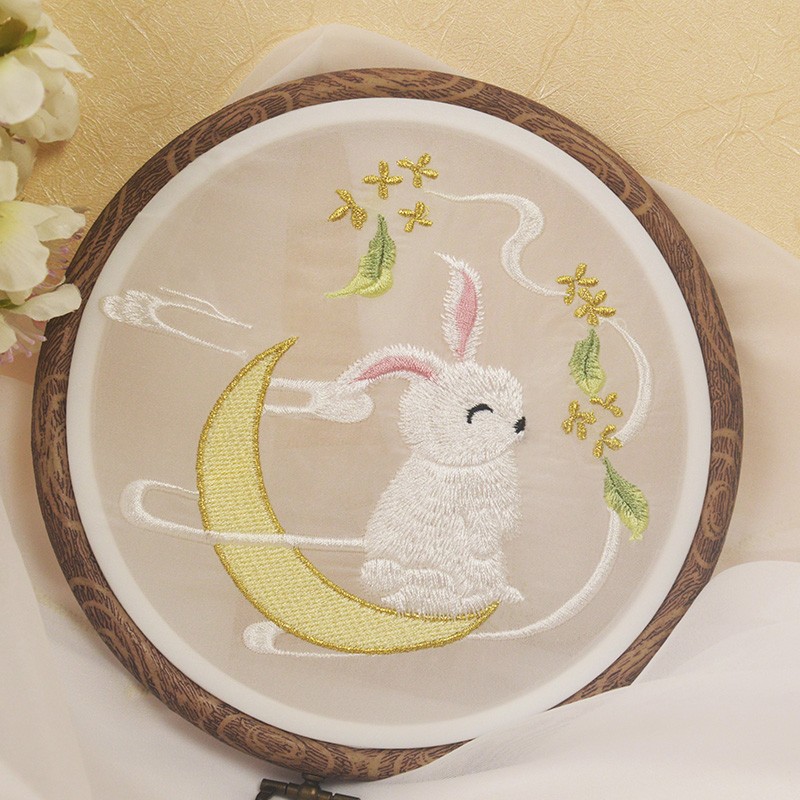 多款绣花雪纺纱中国古风成品汉服配饰团扇子扇面纱材料玉猫小阁