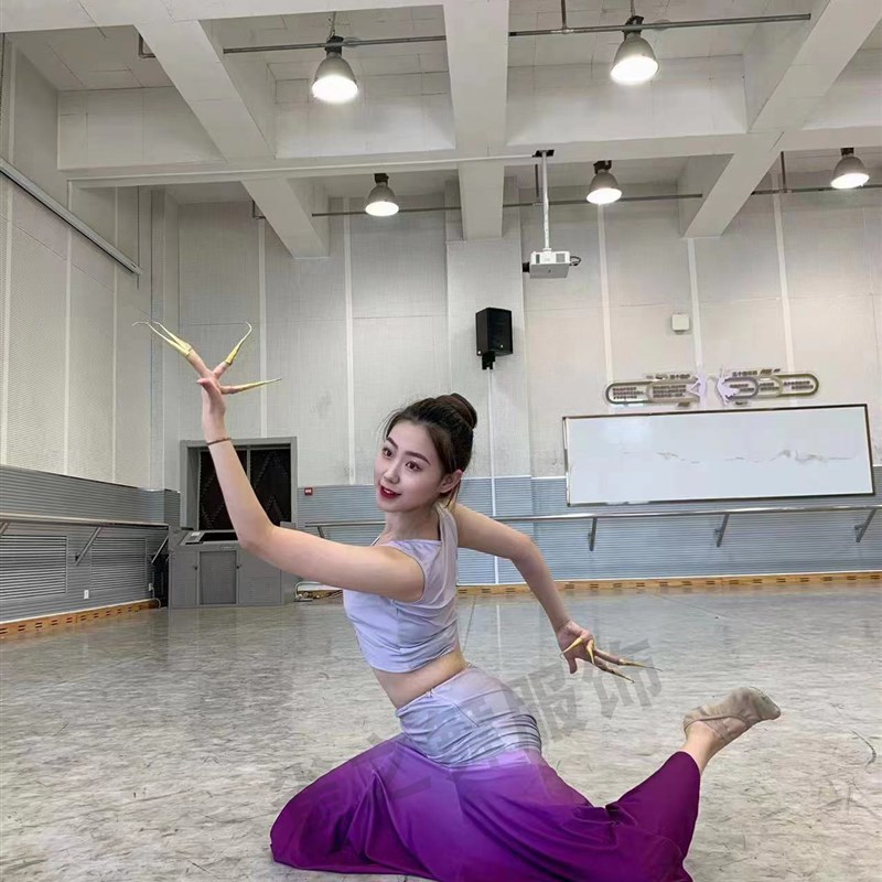 傣族舞蹈服成人女艺考性感长裙渐变孔雀舞台演出服修身鱼裙练习裙