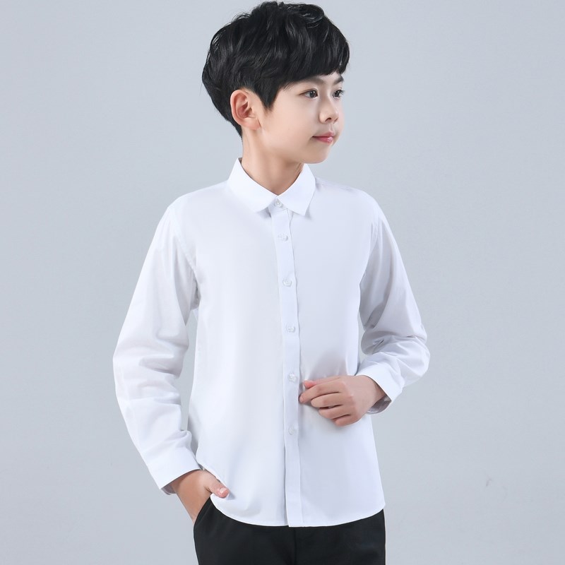 小学生校服白衬衫学院风男孩纯棉男童白衬衣长袖儿童钢琴表演礼服