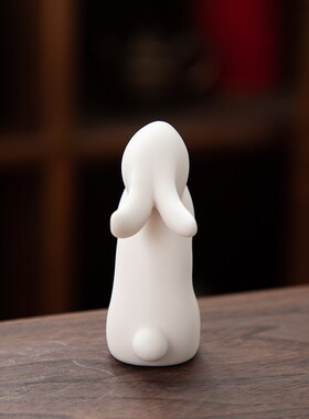 德化陶瓷【摆件】白色拜拜兔香插摆件 香线办公桌客厅装饰礼品