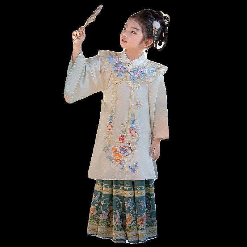 女童黛玉中国风汉服套装春装儿童明制高端云肩半身裙套装演出服图片