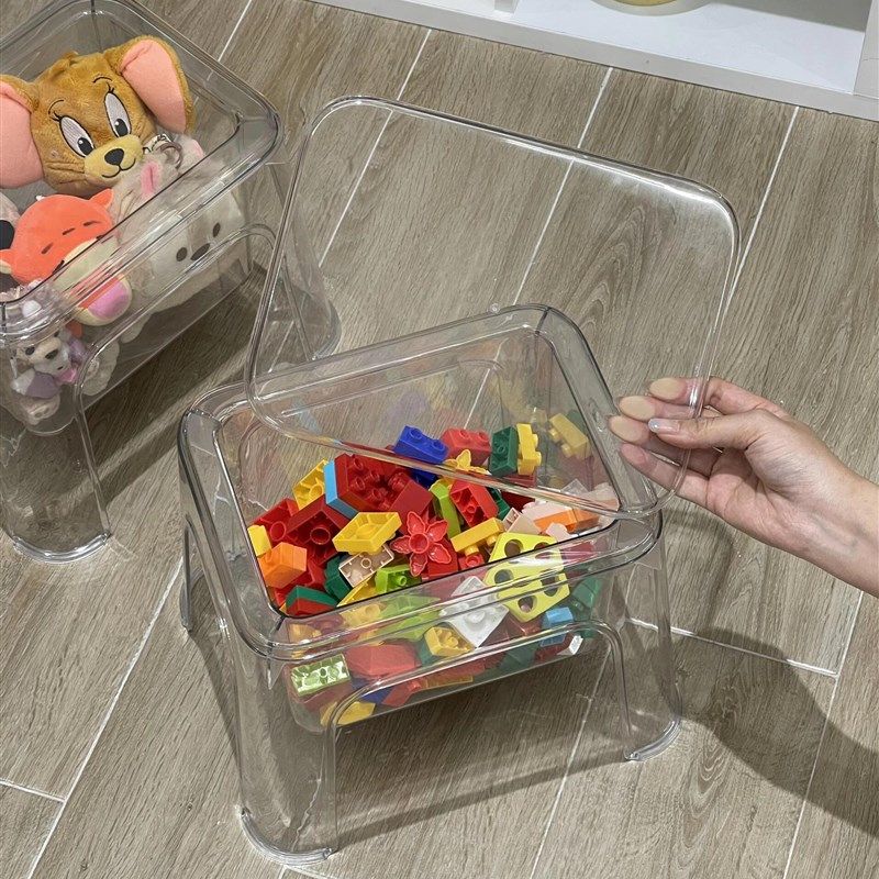 懒人学堂透明收纳凳子储物凳可坐玩偶痛凳玩具收纳矮凳儿童小椅子,住宅家具,折叠椅/躺椅,淘宝优惠券,粉丝福利购,淘宝优惠卷