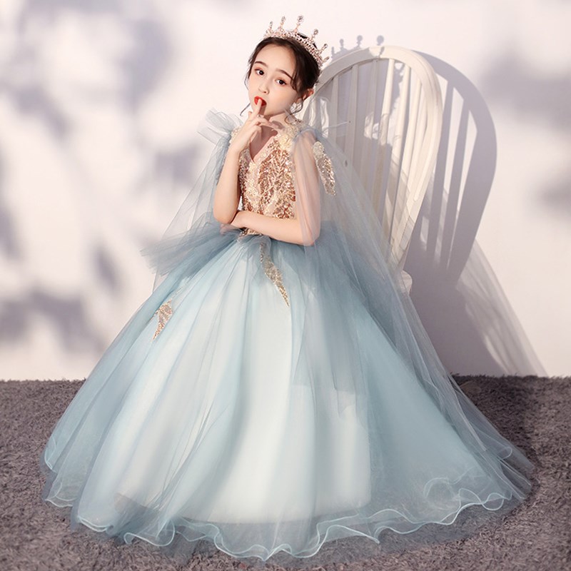 儿童礼服公主裙高端小主持人口才表演裙子女童古筝钢琴演奏演出服