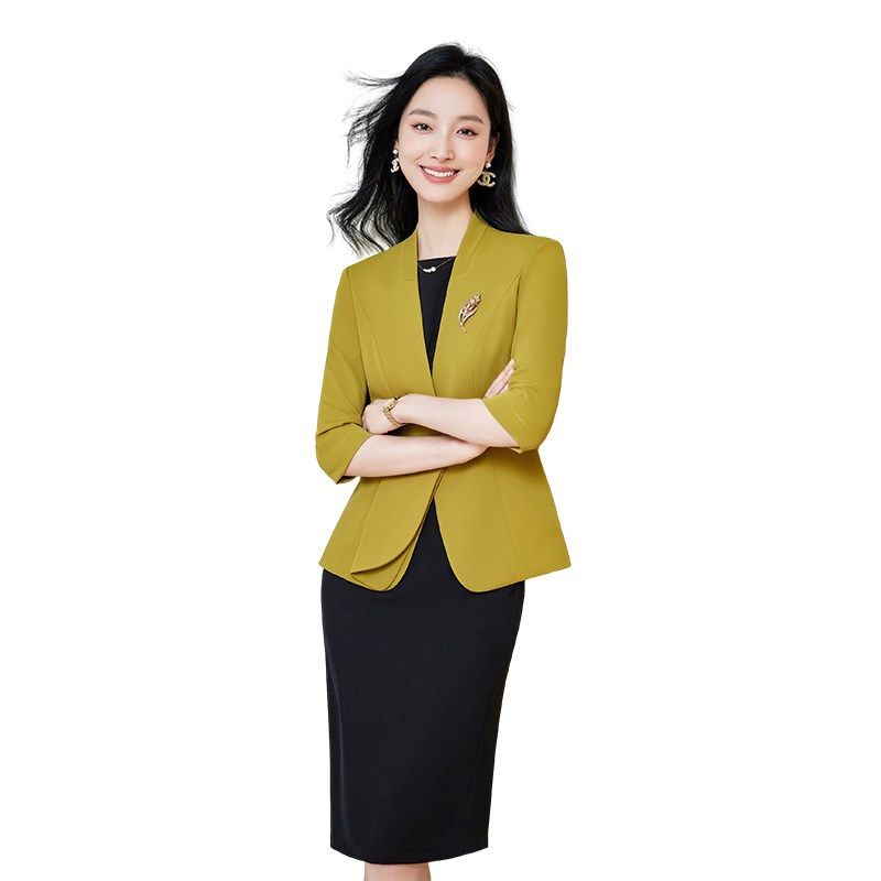 连衣裙西装外套两件套女夏季薄款高级感职业装OL气质正装西服套裙