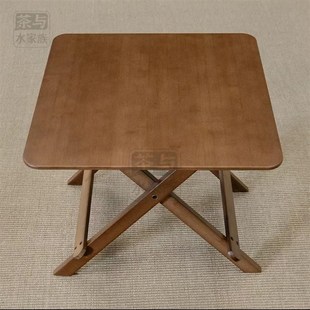 金丝楠竹方桌子正方形折叠桌餐桌楠竹实木吃饭桌简易家用阳台桌wp
