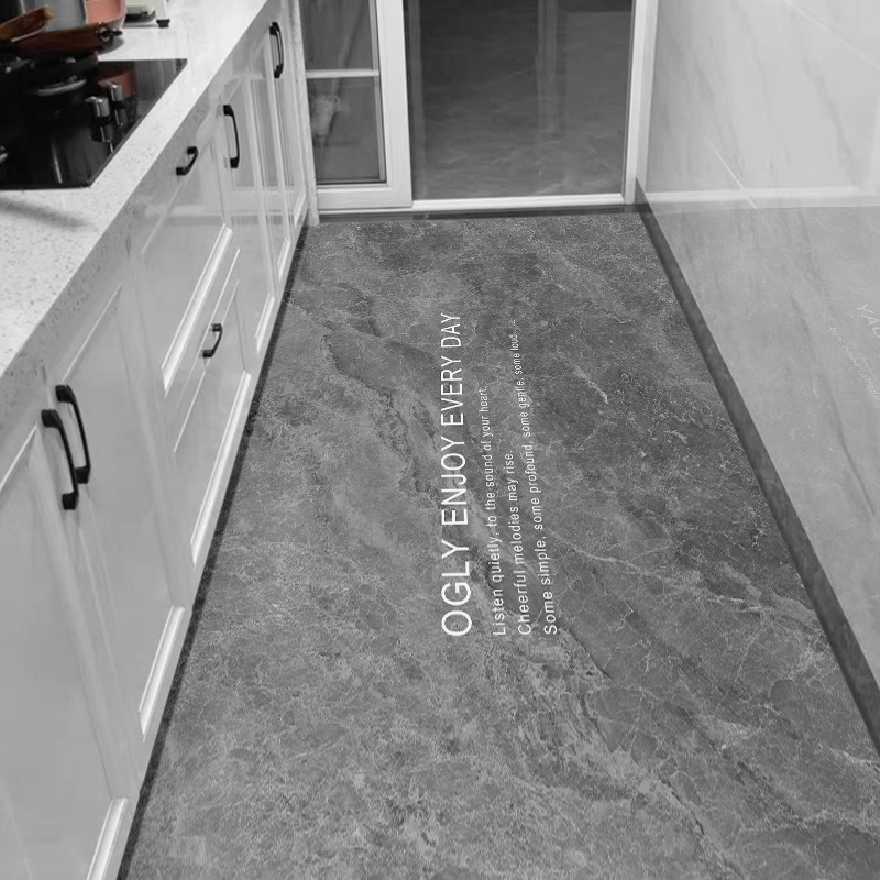 厨房地垫可擦免清洗地毯防滑防油耐脏北欧风大理石纹脚垫吸水垫子