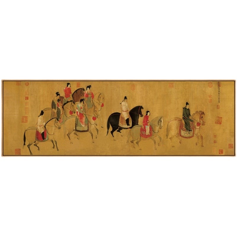 簪花仕女图挂画古风茶室禅意装饰画十大名画新中式客厅壁画床头画